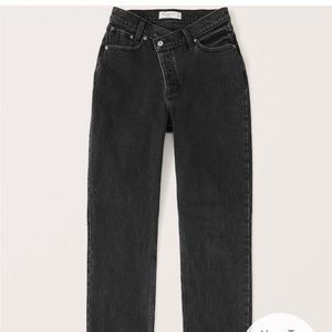 Abercrombie & Fitch High Rise Dad Jean | Crisscross Waist | Black, Size 32/14
